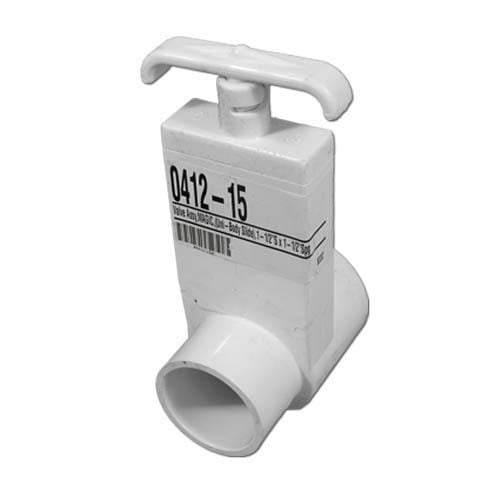 Magic Plastics Gate/Slide Valve, Uni-Body 1-1/2" Slip x Spig Ports, White (0412-15)