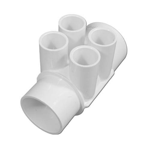 WaterWay PVC Spa Jet Manifold, 2" S x Spig Ports, four 3/4" Slip Jet Ports (672-4200)