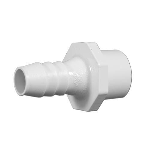 WaterWay Barbed Adapter, Plastic, 1" Spig/3/4" Slip x 3/4" Rbarb, White (672-4310)