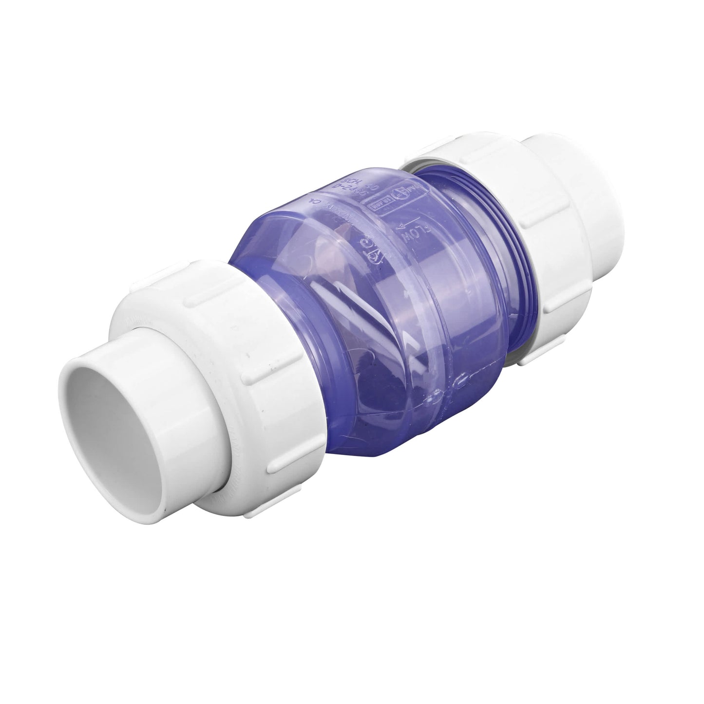 Swing Check Valve, 2" Slip Clear PVC 125 psi 1700 Series True Union Low-Profile with Flow Control
