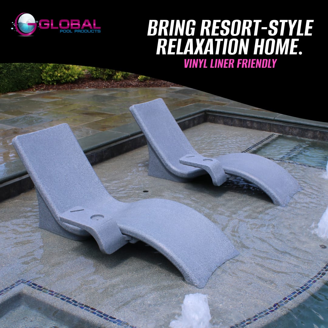 Global Pool Products Gpp Lounge Chair & Connect Table - Gray *sold in Pairs* - GPP-LFS-G