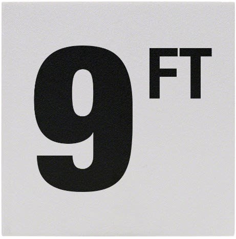 9' Sr Inlays 9 w/' Depth Marker-Ceramic Black/White Skid Resistant 6" Depth Marker 9 ' Skid Resistant 6" X 6" Ceramic | C620090