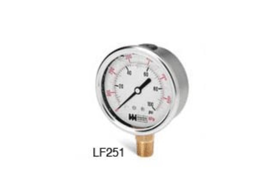 Weiss Instruments Bottom MT SS Pressure Gauge 2.5" 0-60PSI .25" - LF251-060-4L