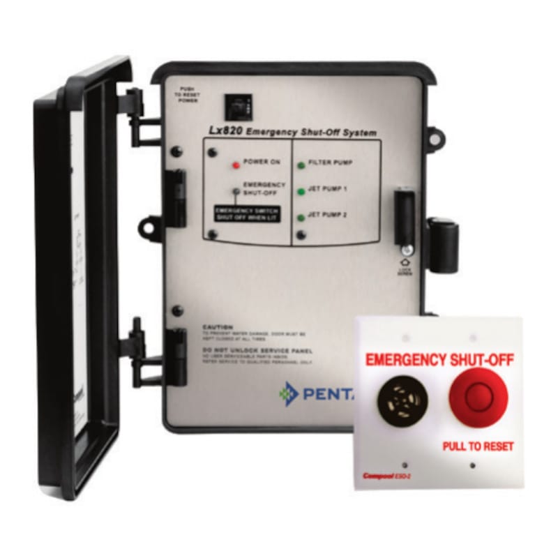 Includes Power Center with 2 relays and separate Emergency Shut Off Switch with alarm and switch plate LX8202