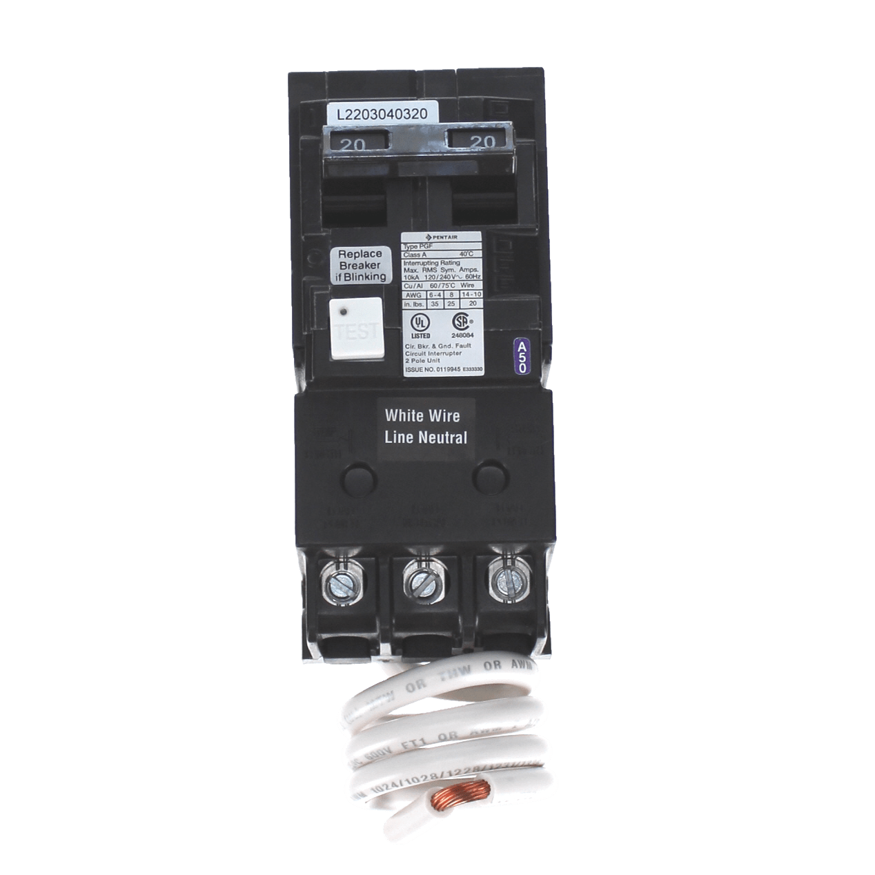 Pentair GFCI Circuit Breakers, 2-pole, 20 amp | PA220GF