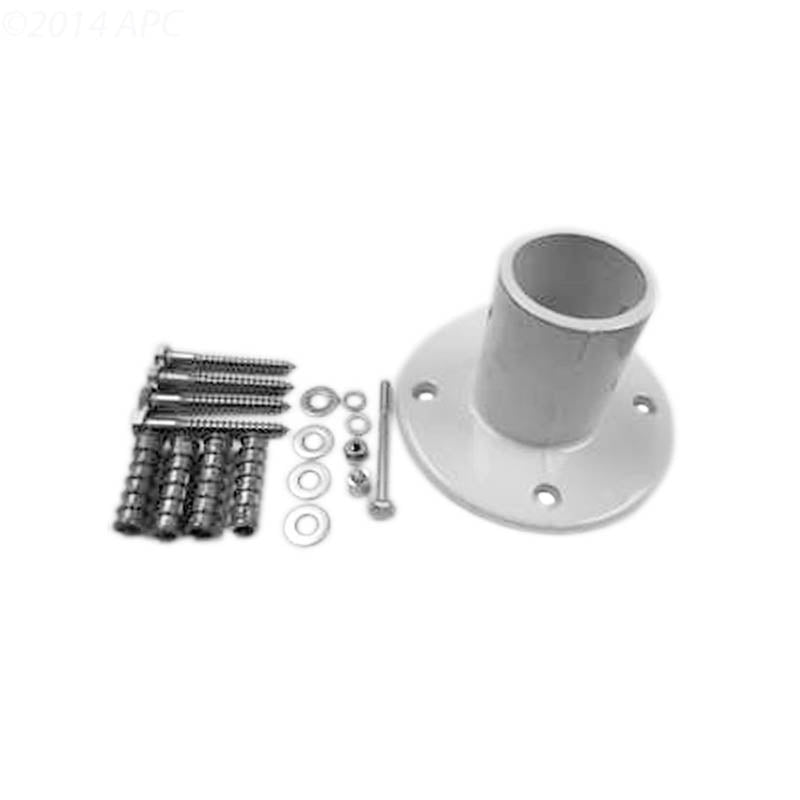 Permacast 1.9" White Aluminum Deck Anchor Flange w/ Hardware, 4 Hole - PF-3119-A