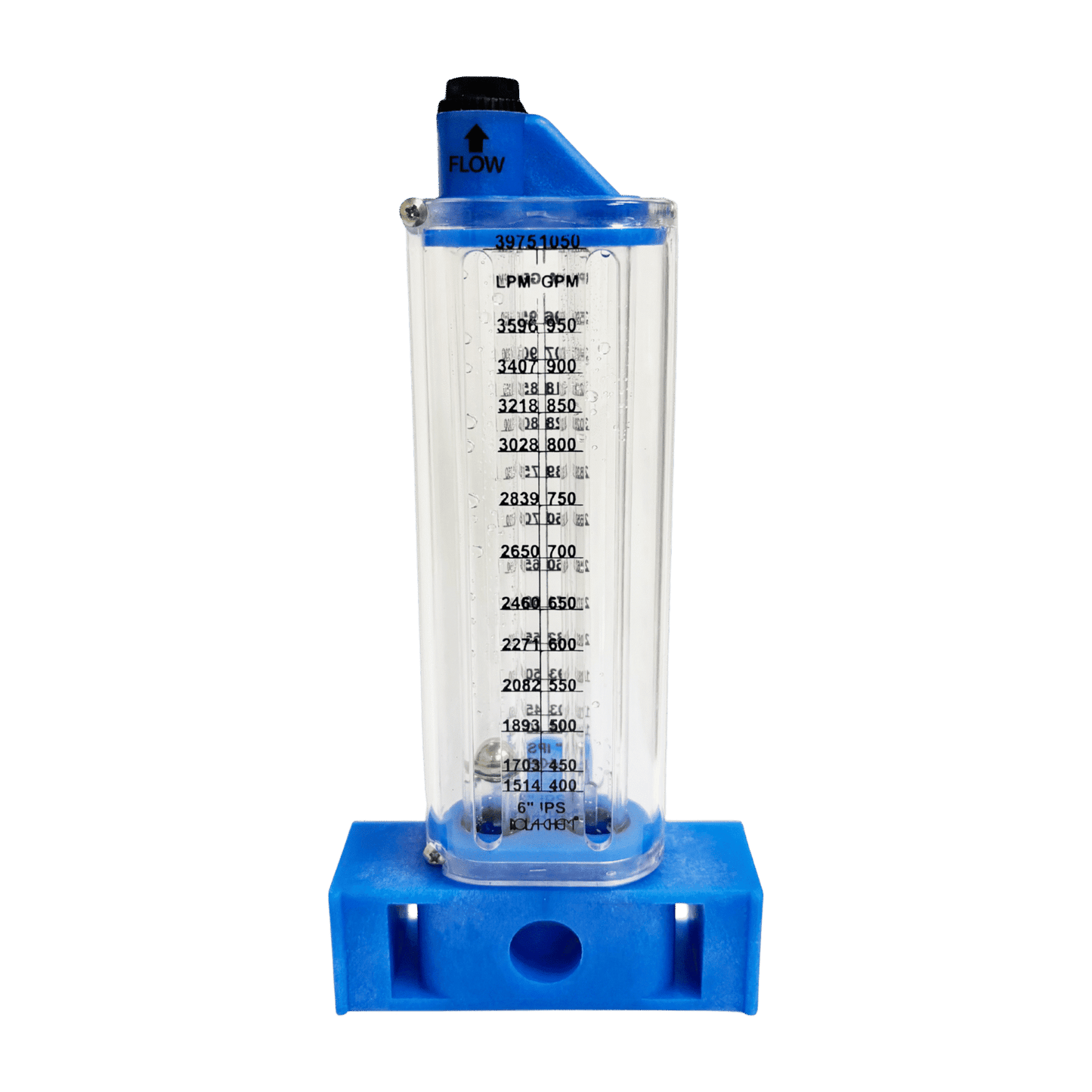 Rolachem 6" PVC Flowmeter, Vertical Mount, for Vertical Pipe, 400 - 1050 GPM | 570391V