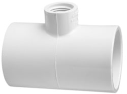 Reducing Tee, 2 x 2 x 1/2" Slip x Slip x FPT White PVC Schedule 40