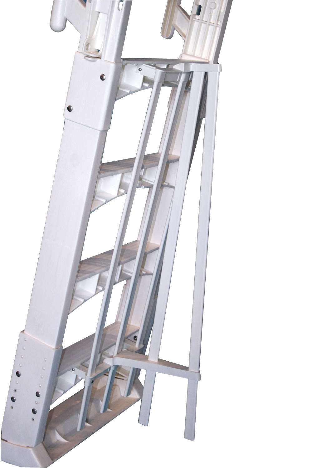 Vinyl Works A-Frame 4 Tread A/G Pool Ladder w/ Slide Lock Barrier, Taupe | SLA-T
