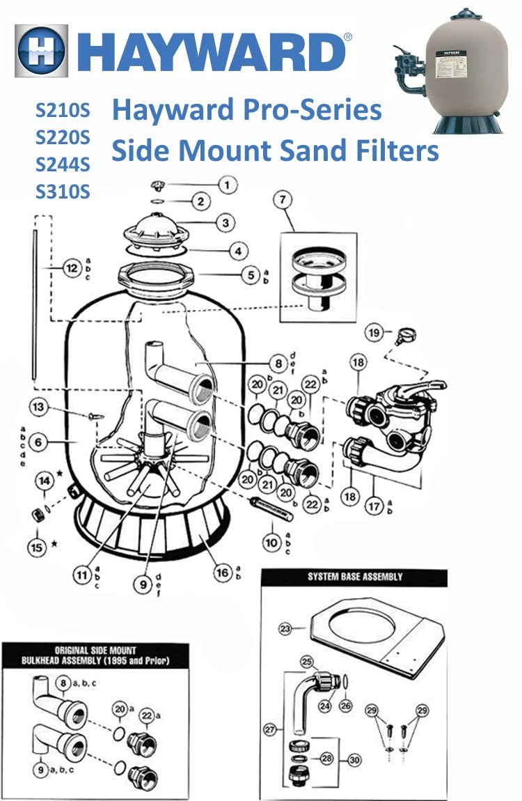 Hayward Pro Side Mount Sand Filter Parts (models S210/220/244/310)