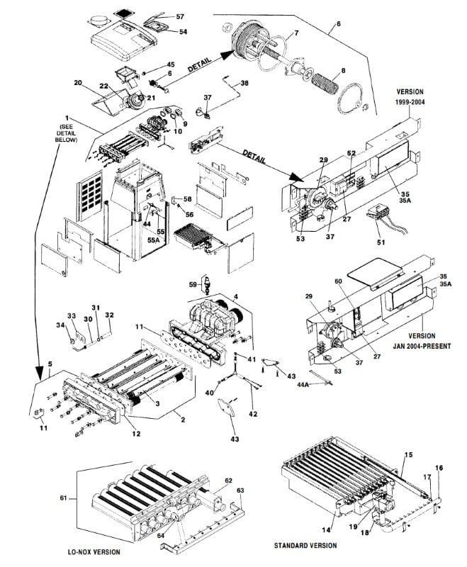 Jandy/Laars LX/LT Heater Parts, 1999-2003 Models