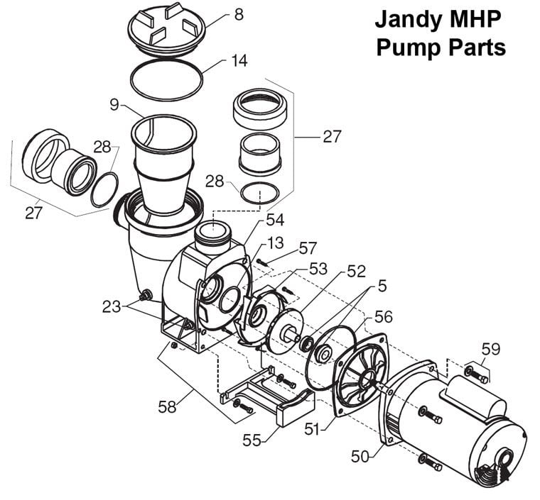Jandy MHP/MHPU Pump Parts (Before 2006)