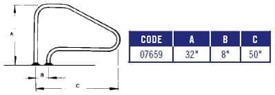 Blue Wave I/G Hand Rail for Steps, SS, Small Diameter (NE124)