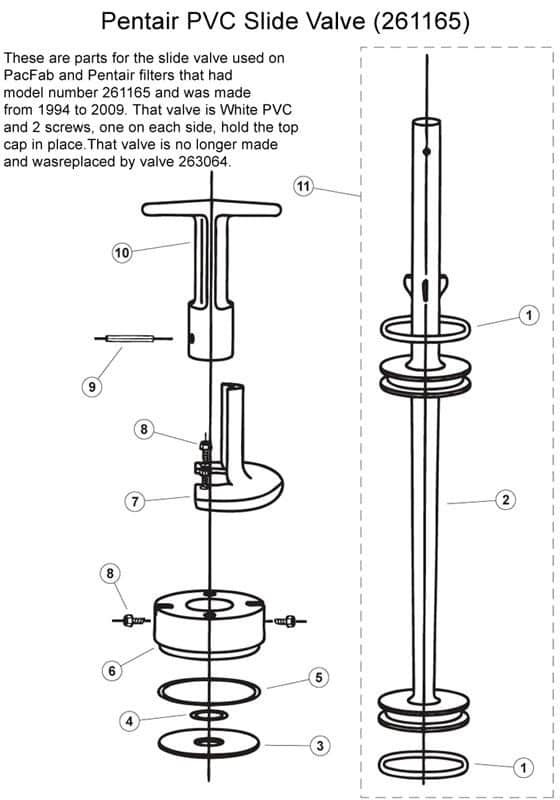 Pentair 2.0 PVC Slide Backwash Valve Parts