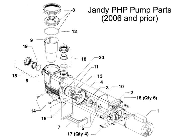 Jandy PHP Pump Parts (2006 and prior)