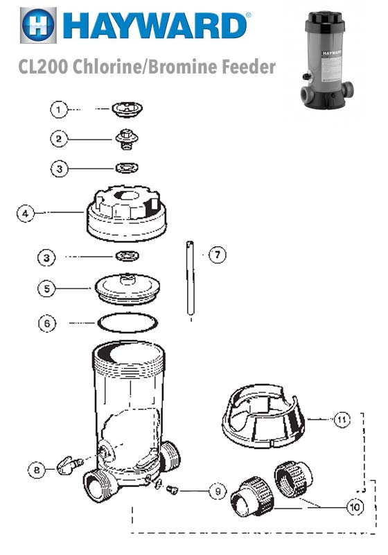 Hayward CL200 Chlorine Feeder Parts