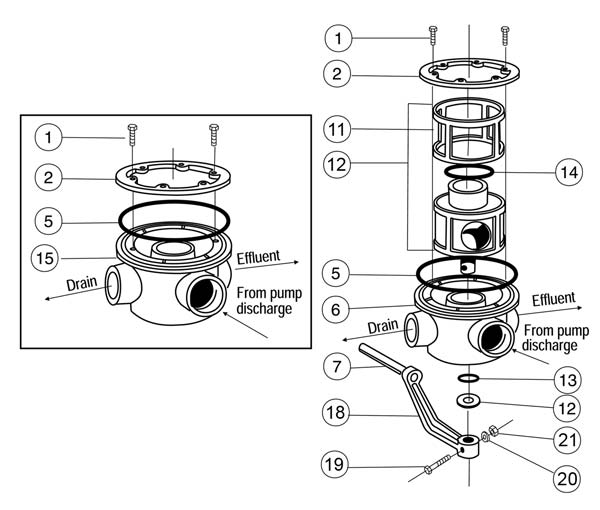 Pentair SMBW Rotary Backwash Valve Parts