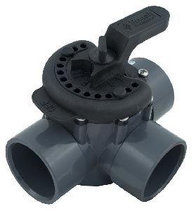 Pentair/Compool Lube-Free 3 Port, 1.5 in. x 2.0 in. PVC Valve (263037)