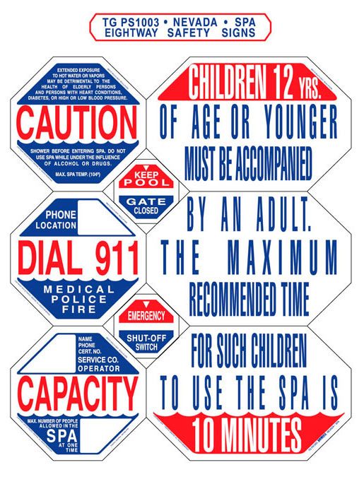 Traffic Graphix Nevada Spa Safety Sign, 8-in-1 (TGSPS1003)