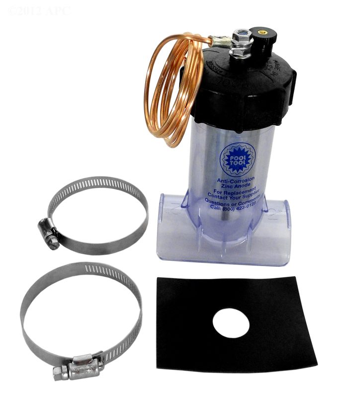 Pool Tool Zinc Anode (anti-electrolysis), In-Line with clamps for 2 Inch Pipe (104C2) (104C-2)