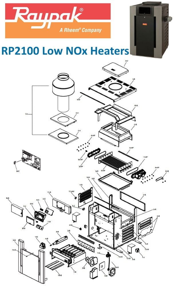 Raypak 2100 Low NOx Heater Parts
