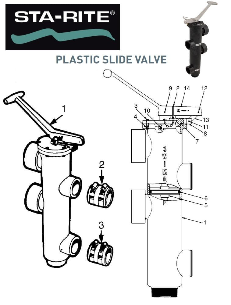 Sta-Rite 14936-0000 Push Pull Backwash Valve Parts