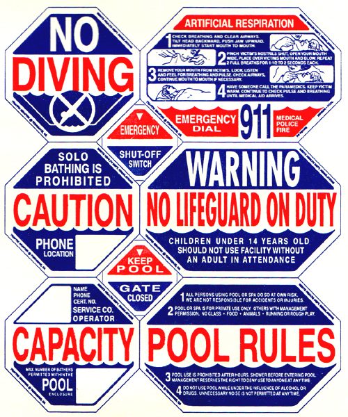 Traffic Graphix Nevada Pool Safety Sign, 6-in-1 (PS1002)