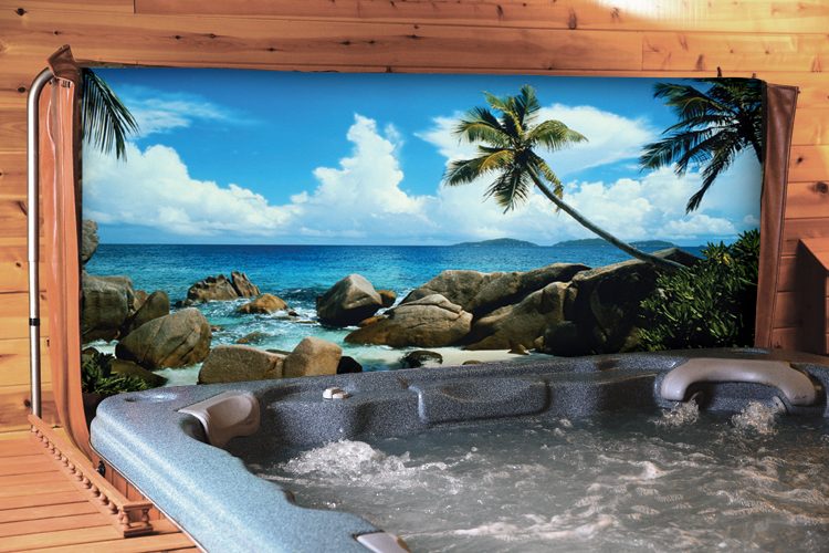 Spa Cover Liner, Rock and Palms Scene, Full View (100-TRO0703F)