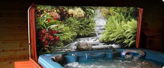 Spa Cover Liner, Waterfall w/Ferns Scene, Full View (100-WFL0603F)