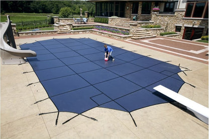 Arctic Armor Blue Mesh Safety Cover, 25x45 ft. Pool w/Right Step (4x8 ft.) (WS768BU)