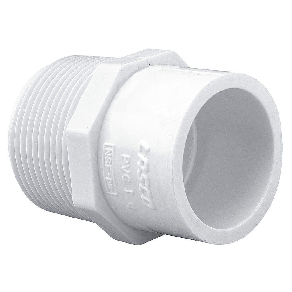 Lasco Reducing Adapter Bushing, White PVC, Sch. 40, 2 inch MIPT x 1.5 Inch Socket SLIP (436-251)