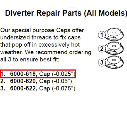 Jacuzzi Diverter Cap Replacement, -0.025 in. (6000-618) - Obsolete