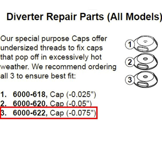 Jacuzzi Diverter Cap Replacement, -0.075 in. (6000-622) - Obsolete