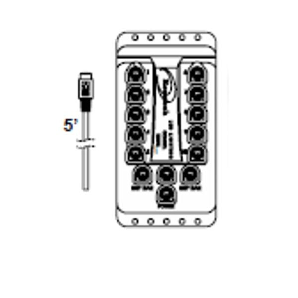 Jacuzzi J-LX/J-LXL Light DCU mini-DIN, 10 output with 5 ft. power cable (2013+) (6560-189)