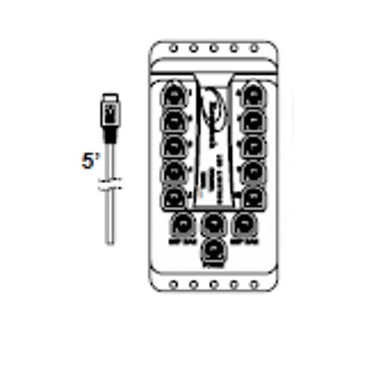 Jacuzzi J-LX/J-LXL Light DCU mini-DIN, 10 output with 5 ft. power cable (2013+) (6560-189)