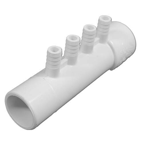 WaterWay PVC Spa Jet Manifold, 1" S x 1" Spig and 4 Ports 3/8" Ribbed Barbs (672-0400)