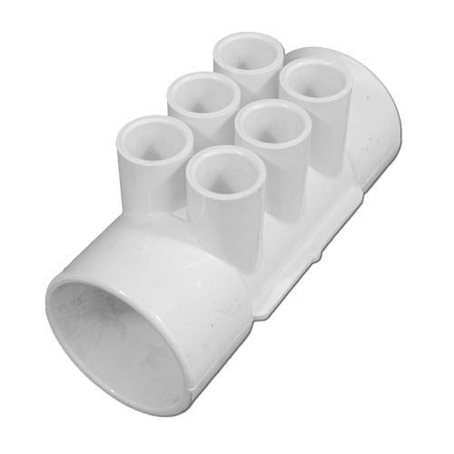 WaterWay PVC Spa Jet Manifold, 2" S x S Ports, six 1/2" Slip Jet Ports (672-4110)
