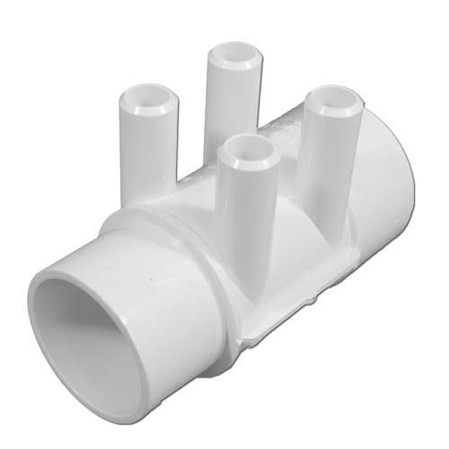 WaterWay PVC Spa Jet Manifold, 2" S x Spig Ports, four 3/4" Smooth Barb Jet Ports (672-4160)
