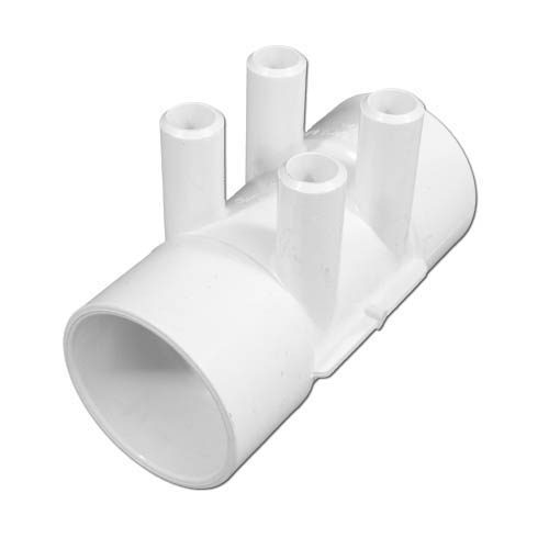 WaterWay PVC Spa Jet Manifold, 2" S x S Ports, Four 3/4" Slip Jet Ports (672-4170)
