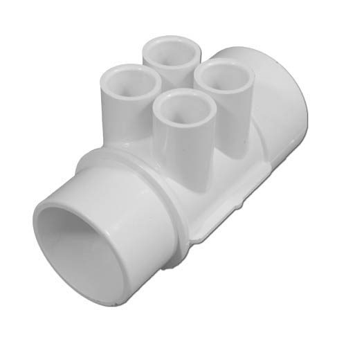 WaterWay PVC Spa Jet Manifold, 2" S x Spig Ports, four 1/2" Slip Jet Ports (672-4250)