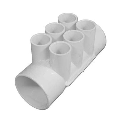 WaterWay PVC Spa Jet Manifold, 2" S x S Ports, six 3/4" Slip Jet Ports (672-4270)