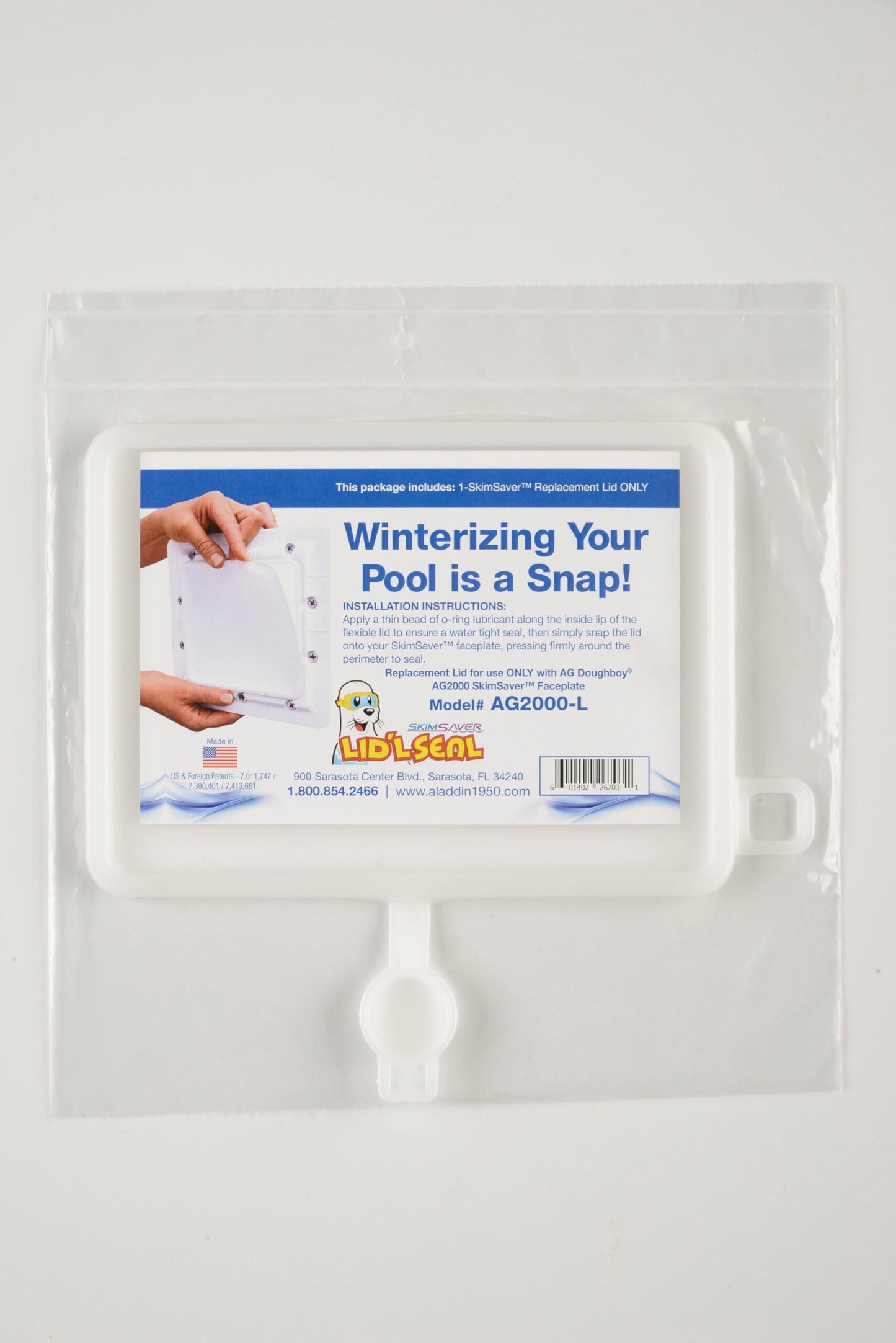 Aladdin SkimSaver Winterizing Lid Only (Lid’L Seal) for Doughboy Standard Skimmers, Above Ground | AG2000-L