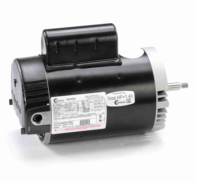 Century® B2975 2-Speed Pool and Spa Pump Motor; 1/0.12 HP, 3450/1725 RPM, 230 V, 56J, Threaded Shaft