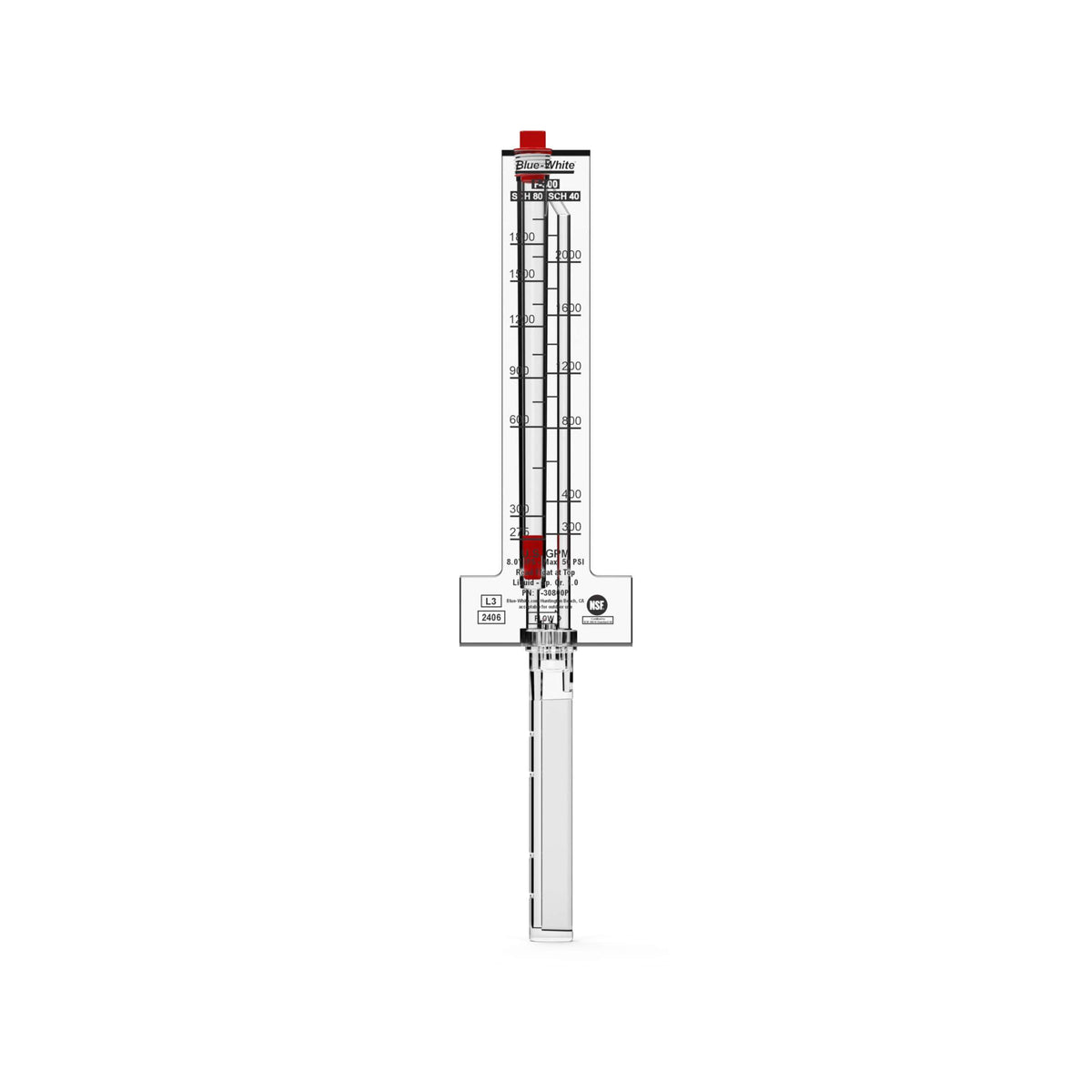 Blue-White Pitot Tube Horizontal Flow Meter 8" IPS - F-30800P