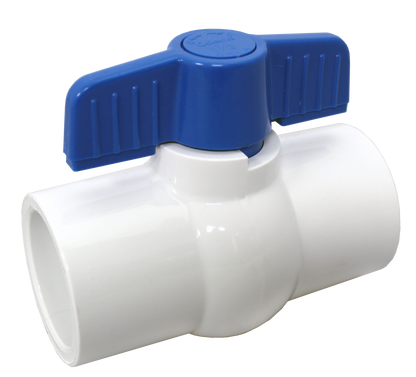 4" Schedule 80 Socket x Socket White PVC Ball Valve