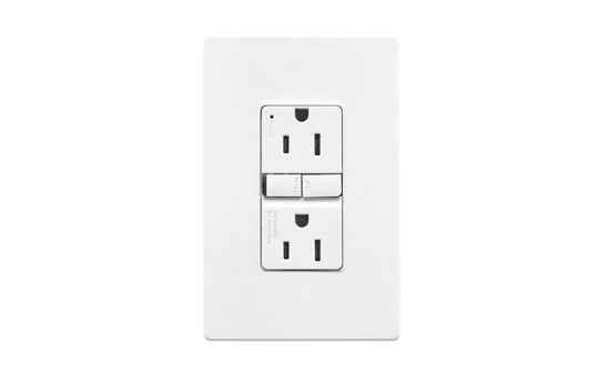 Eaton Self Test GFCI with Wallplate 15A White Slim Design - GF15W-WP