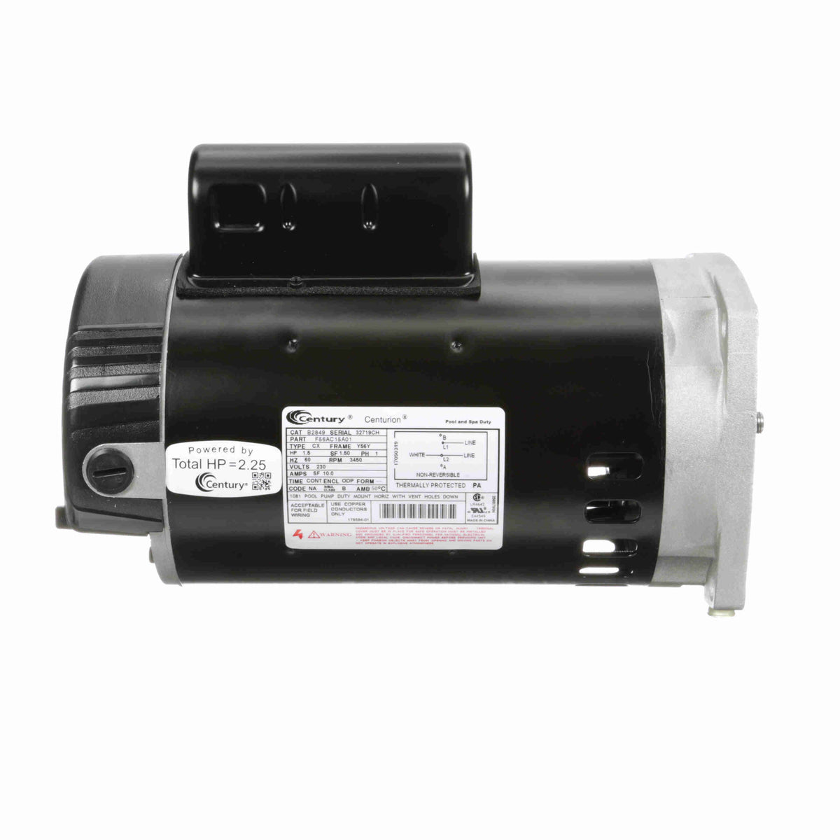 Century Pool Pump Motor 1.5HP 1 Phase 60Hz 230V 56Y | B2849