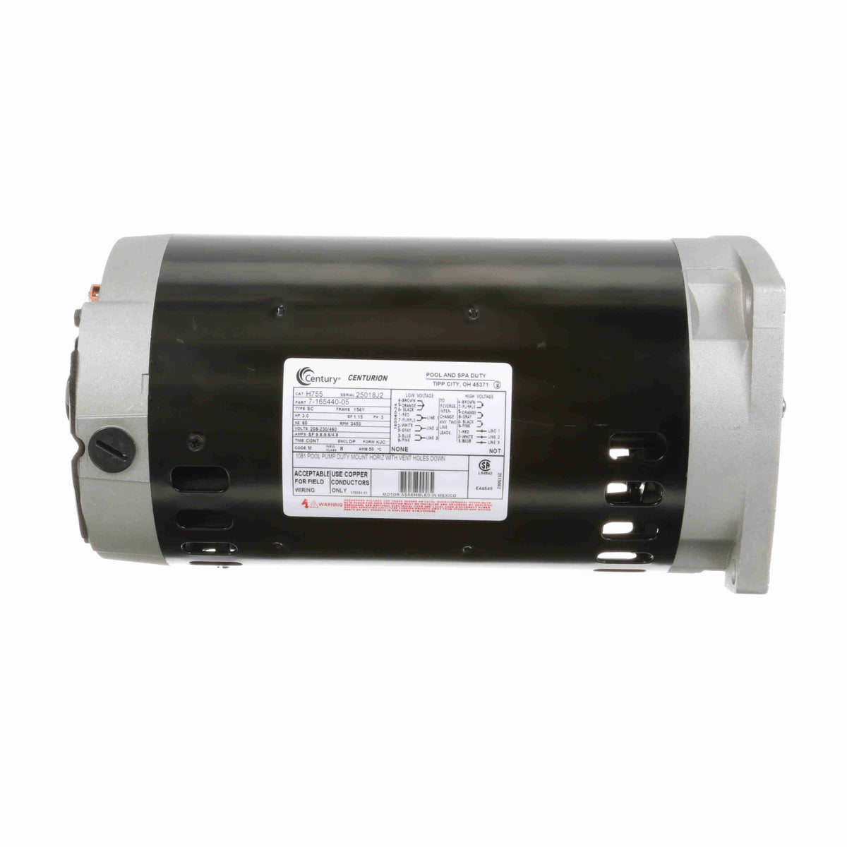Century Pool Pump Motor 3HP 3 Phase 60Hz 208-230/460V 56Y Frame | H755
