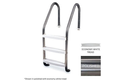 Global 3 Tread Economy Ladder .049 with White Treads - GPP-LD-E49-3ST-SS-EW