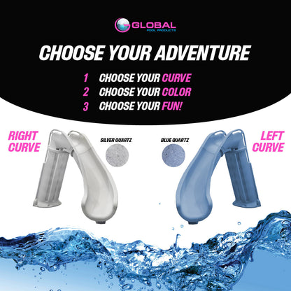Global Pool Products GPP Bad Axe X7 Pool Slide Blue Quartz, Left, 7'4" x 9'2" - GPPS-BAX7-BQ-L